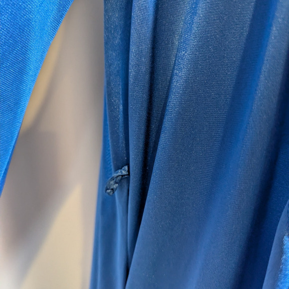 70s Vintage René Blue Satin Lace Nightgown & Robe Set 1970s Glam Lingerie - Picture 12 of 16